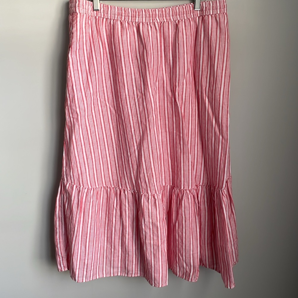 New Talbots Red & White Striped Linen Blend Maxi Skirt Size XL Petite - Picture 2 of 9